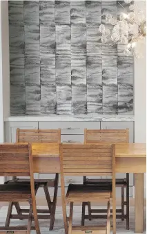  ?? PENNI GLADSTONE PHOTOGRAPH­Y/CLE TILE ?? Clé Tile’s Tides collection was inspired by Luca Osburn’s favourite surfing spots. The pattern on the wall evokes a foggy, wave-churned location near San Francisco.