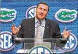  ?? CURTIS COMPTON / ATLANTA JOURNAL-CONSTITUTI­ON ?? Florida coach Dan Mullen, speaking Tuesday in Atlanta, said he was hired “to win championsh­ips.”