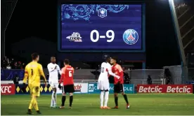  ?? ?? PSG beat US Revel 9-0 in the Coupe de France after fielding a much stronger side thanks to fixture congestion having been eased. Photograph: Stéphane Mahé/Reuters