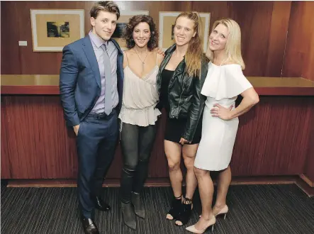  ?? PHOTOS, OWEN HART FOUNDATION ?? From left, Oje Hart, Canadian music icon Sarah McLachlan, Athena Hart and Owen Hart Foundation founder Dr. Martha Hart pose for the camera at An Intimate Evening With Sarah McLachlan, held recently at the Jube in support of the Owen Hart Foundation.