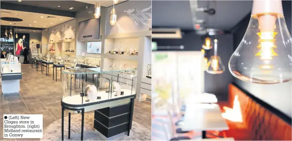  ??  ?? ● (Left) New Clogau store in Broughton. (right) Midland restaurant in Conwy