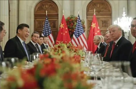  ?? Pablo Martinez Monsivais/Associated Press ?? President Donald Trump meets with China’s President Xi Jinping on Saturday during their bilateral meeting at the G-20 Summit in Buenos Aires, Argentina.