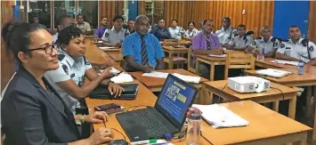  ?? Photo: Laisa Lui ?? Police Officers during training on drug-related issues at the Labasa Police Training Room on August 3,2019.