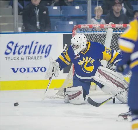  ?? KAYLE NEIS/FILES ?? Although the Saskatoon Blades have been hit with injuries at the outset of the season, goalie Ryan Kubic is back in the lineup.