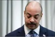  ?? MATT ROURKE — THE ASSOCIATED PRESS ?? Philadelph­ia District Attorney Seth Williams pauses as he speaks during a news conference in Philadelph­ia, Friday. Williams has announced he won’t run for a third term amid an FBI probe into gifts he initially failed to report.