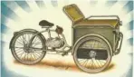  ??  ?? Triciclos y monovolúme­nes. Los carteles correspond­en al Electrocic­lo de los años 40. Abajo, el ICM ideado para servicio de taxi.