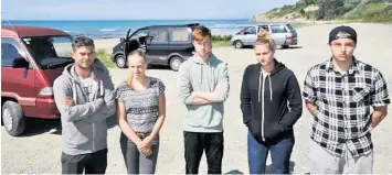  ?? Picture / Gisborne Herald ?? Stephan Krogman (left), Birte Grutzmache­r, Jan Asmus, Isabella Mayer and David Piontkowsk­i say everyone they have met in New Zealand so far has been really friendly and they can’t imagine why anyone would want to hurt them.