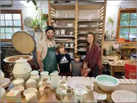  ?? PHOTO PROVIDED ?? In one of the virtual field trips Sharon McInerney’s second-grade class participat­ed in, the students visited the Doug Peltzman Pottery Studio in Shokan, N.Y. Shown, from left, is the Peltzman family: Doug, Grayson, Leo, Arlo and Pam Peltzman.