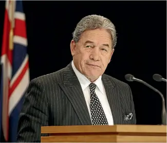  ?? PHOTO: STUFF ?? Winston Peters announced he was forming a Government with Labour, consigning National to Opposition.