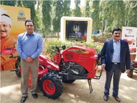  ??  ?? Nagesh Basavanhal­li, Managing Director and CEO & M Mohanan, President, Farm Equipment Business, Greaves Cotton along with the newly-launched Bahubali.