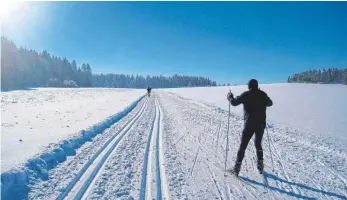  ?? FOTO: GISELA SPRENG ?? Sauber präpariert­e Loipen laden auf dem Heuberg zum sportliche­n Wintermärc­hen ein.