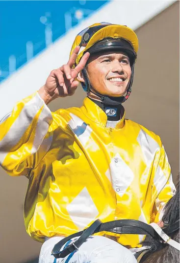  ??  ?? MAJOR HOPE: Jockey Matthew McGillivra­y after riding Glitra to victory in the No Metro Wins Handicap at Doomben. Picture: AAP/ALBERT PEREZ