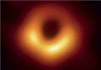  ??  ?? In April 2019, the scientists behind the Event Horizon Telescope global telescope network published this first image ever taken of a black hole (known as M87*).