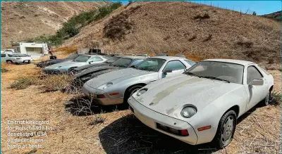  ?? ?? En trist kirkegård for Porsche 928 findes et sted i USA og der er ingen hjaelp at hente.