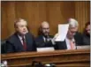  ?? J. SCOTT APPLEWHITE — THE ASSOCIATED PRESS ?? Sen. Lindsey Graham, R-S.C., chairman of the Senate Judiciary subcommitt­ee on Crime and Terrorism, joined by Sen. Sheldon Whitehouse, D-R.I., the ranking Democrat, displays a letter to FBI Director James Comey saying Congress needs to get to the bottom...