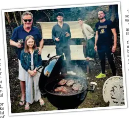  ??  ?? HAPPY FAMILY: Piers Morgan enjoys a birthday barbecue with his daughter Elise and sons Bertie, Stanley and Spencer