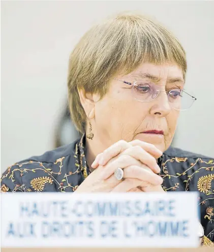  ?? AFP ?? En la mira. La ex presidenta chilena, Michelle Bachelet, centro de críticas por su reciente misión en China.