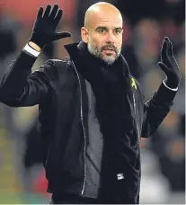  ??  ?? Pep Guardiola, who feels his pace-setting Manchester City side can still do better.