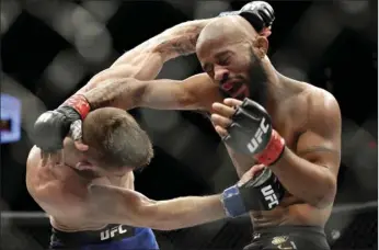  ?? AP PHOTO ?? In this Dec. 3 file photo, Demetrious Johnson (right) fights Tim Elliott during a mixed martial arts flyweight bout in Las Vegas.