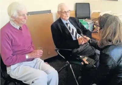  ??  ?? Charles Griffiths (right) with longstandi­ng friend Jake Collier during a recent radio interview