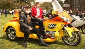  ??  ?? Peter and Pam Cunningham, Rathnure, with their 2006 Honda Goldwing.