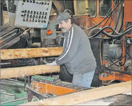  ?? CAROL DUNN/THE NEWS ?? A worker at Williams Brothers Ltd. in Barneys River saws a piece of wood at the sawmill.