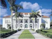  ?? FILE ?? The 75-room, 100,000-square-foot mansion was built by Henry Flager as a wedding present for his wife Mary Lily Kenan Flagler. The museum offers guided tours, changing exhibits and special programs.