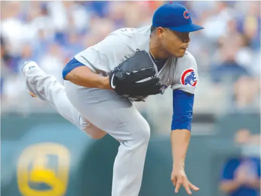  ?? COLIN E. BRALEY/AP ?? Cubs starter Jose Quintana ran into trouble in the seventh inning, with the most damaging blow coming from a three-run homer by Adalberto Mondesi.