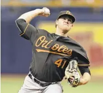  ?? CHRIS O’MEARA/ASSOCIATED PRESS ?? Orioles starting pitcher David Hess allowed four hits, with just two of those coming after the first inning, while walking three.