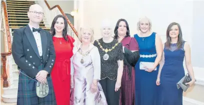  ??  ?? The mayor and mayoress of Hyndburn, with some of the guests who attended her Mayor’s Ball at Accrington Town Hall.