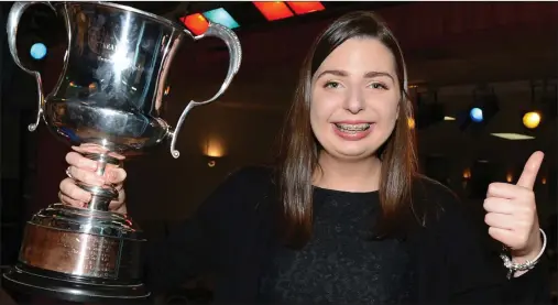  ??  ?? Munster Senior Scór champion at solo singing Muireann Vaghan from Kanturk