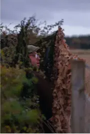  ?? ?? Patience pays off as Tim successful­ly whistles in his first goose to the decoys