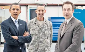  ?? ?? Lee Rosen, a US Air Force veteran, with former president Barack Obama and Elon Musk