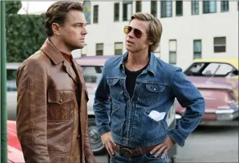  ?? ANDREW COOPER — SONY VIA AP ?? This image released by Sony Pictures shows Leonardo DiCaprio, left, and Brad Pitt in a scene from “Once Upon a Time in Hollywood.” Tthe film was nominated for an Oscar for best picture.