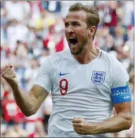  ?? ANTONIO CALANNI — THE ASSOCIATED PRESS ?? England’s Harry Kane celebrates after he scored his side’s second goal against Panama in Nizhny Novgorod, Russia, Sunday.