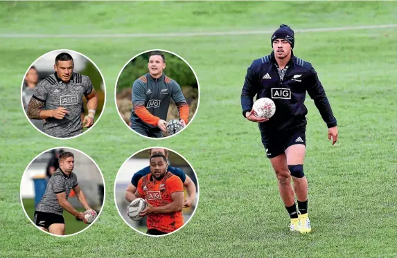  ?? GETTY IMAGES ?? Anton LienertBro­wn doesn’t lack for competitio­n for a place in the All Blacks midfield from, clockwise from top left, Sonny Bill Williams, Ryan Crotty, Ngani Laumape and Jack Goodhue.