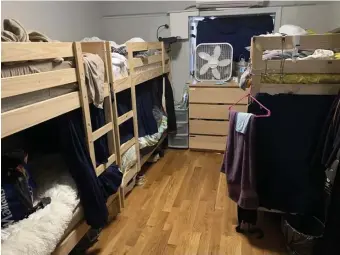  ?? COuRTESy OF BOSTON iNSpEcTiON­AL SERvicES ?? BUNKED: Two bedrooms contained 20 bunk beds in an East Boston garage, where inspectors believe 19 flight attendants were living.