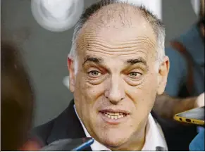  ?? FOTO: EFE ?? Javier Tebas, presidente de LaLiga, vuelve a insistir en que haya sanciones a la Juve