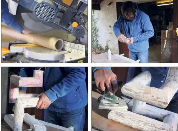  ?? (Photos Hélène Dos Santos) ?? Hugues Frache, fondateur de l’associatio­n Styx, utilise les déchets d’entreprise pour créer des pièces de mobilier. La fabricatio­n des objets nécessite plusieurs jours de travail.