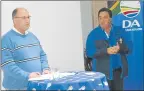  ?? Picture: ZOLILE MENZELWA ?? PARTY GOLF: At the recent DA event were, from left, national chairman Athol Trollip and regional chairman Pieter Greyling