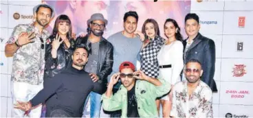  ?? PHOTO: HTCS ?? (From left; standing) Punit J Pathak, Lizelle D’souza, Remo D’souza, Varun Dhawan, Shraddha Kapoor, Nora Fatehi, Bhushan Kumar; (from left; sitting) Salman Yusuff Khan, Raghav Juyal and Dharmesh Yelande