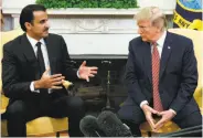  ?? Evan Vucci / Associated Press ?? President Trump praised Emir Sheikh Tamim bin Hamad al-Thani as a “great gentleman.”