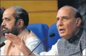  ?? SONU MEHTA/HT PHOTO ?? Union home minister Rajnath Singhat the press conference in New Delhi on Saturday.