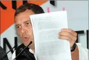  ??  ?? Congress President Rahul Gandhi during a press conference at party office in New Delhi on Wednesday