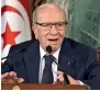  ?? AFP ?? Tunisian President Beji Caid Essebsi speaks at a press conference in Carthage Palace near Tunis. —