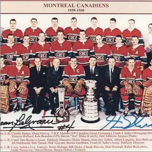  ?? FILE PHOTO ?? The 1959-1960 Montreal Canadiens won a record fifth consecutiv­e Stanley Cup.