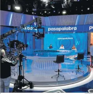  ?? ATRESMEDIA ?? El nuevo plató de ‘Pasapalabr­a’ en Antena 3, durante la rueda de prensa de ayer.