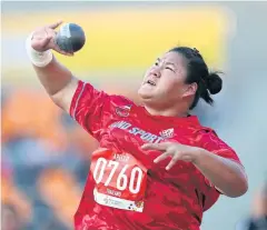  ?? REUTERS ?? Areerat Intadis competes in the women’s shot put.