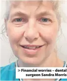  ??  ?? > Financial worries – dental surgeon Sandra Morris