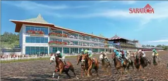  ?? IMAGE PROVIDED ?? Work is scheduled to begin Tuesday on a new, three-story building at the Saratoga Race Course clubhouse turn.